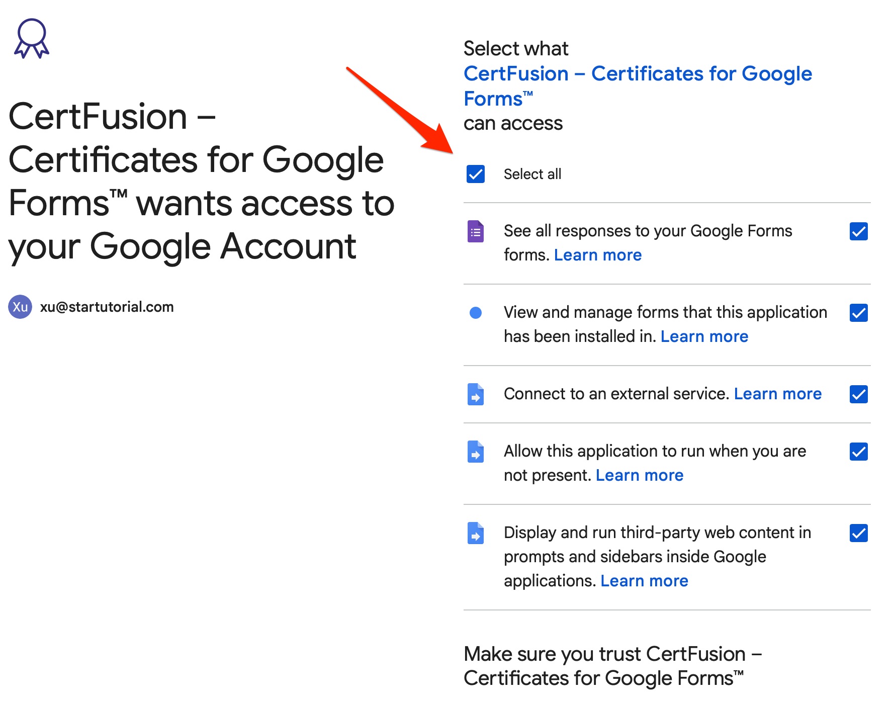 Grant all permissions
