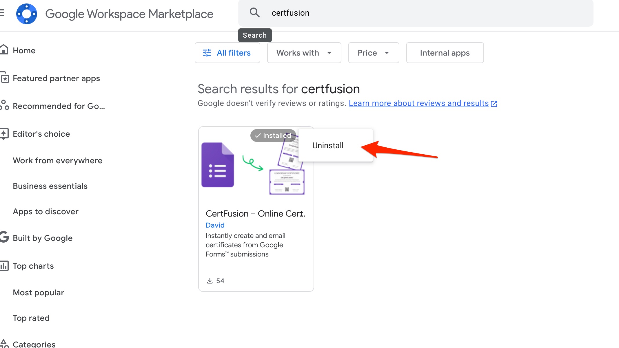 Uninstall CertFusion add-on