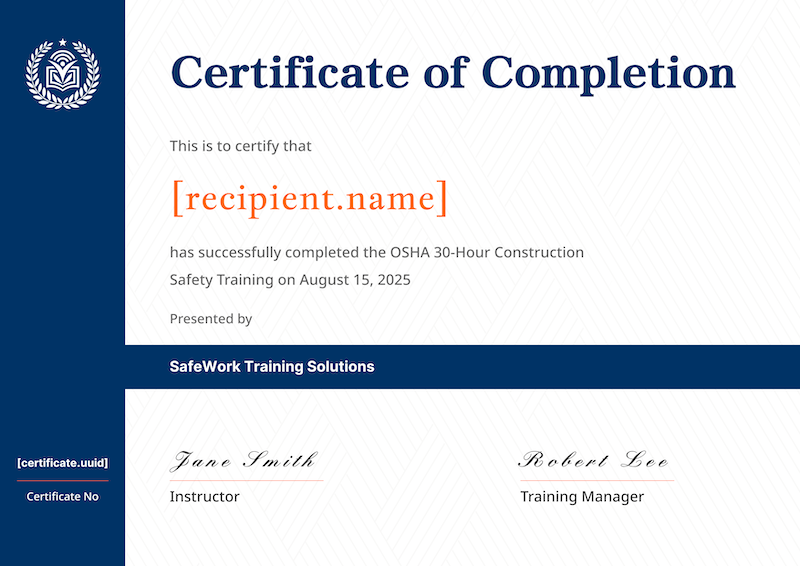 Bulk certificate generator preview
